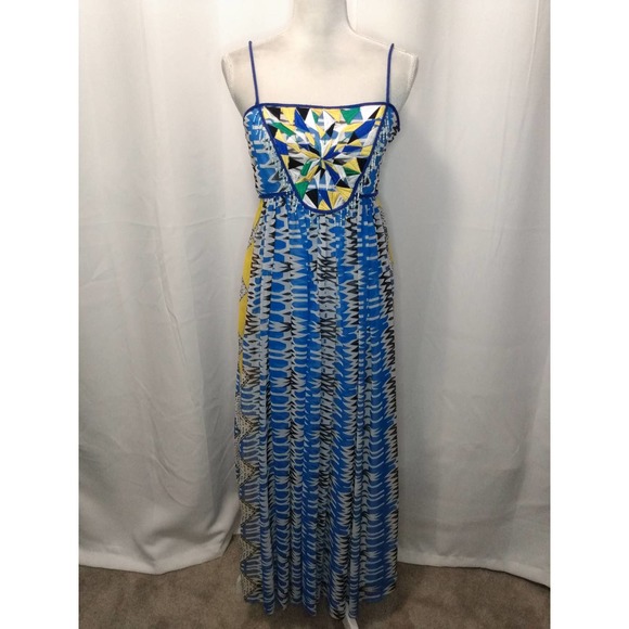 Christina Dresses & Skirts - Christina blue geometric print spaghetti strap maxi dress